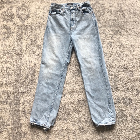 acid wash straight leg jeans